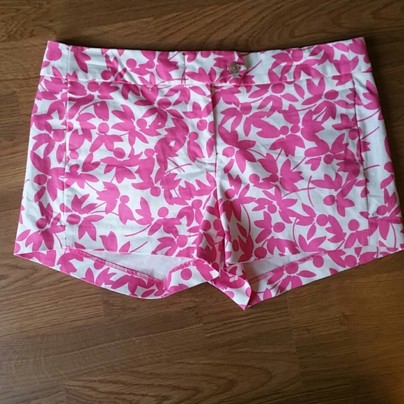 J. Crew Factory Pants - J. Crew Pink & White Floral Stretch Shorts, 32" Waist X 3" Inseam Length